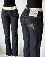 Classic Style Slim Fit  Denim Trousers for Women's  Niche Fashion High Waisted Y2k Jeans 2024 Fashionable Wide-leg Pants 1