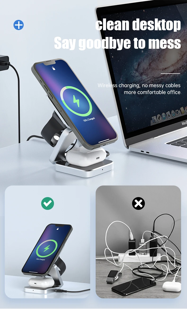 Foldable Magsafe Wireless Charging Station Fast Charger | Diversi