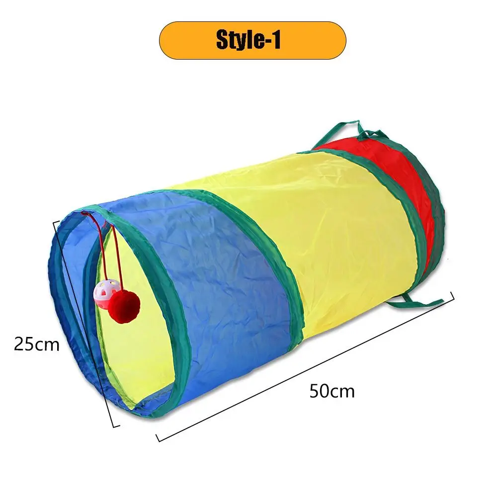Portable Polyester+Steel Wire Cat Tunnel Tube Foldable Colorful Cat Nest Breathable Training Interactive Pet Fun Play Toy Rabbit
