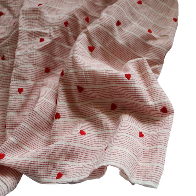 

Ткань шириной 50x130 см, платье «сделай сам» с трехмерной вышивкой Love, ткань из чистого хлопка, текстура, шитье, полосатая одежда в Корейском стиле