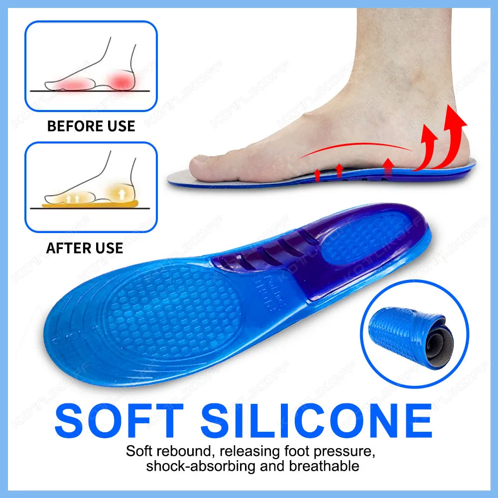Silikon Gel Einlegesohlen Für Schuhe Weiche Stoßdämpfung Sport Schuhe Sohle Anti-slip Vorlage Für Mann Frauen Fuß Pflege einsätze – Detail 3