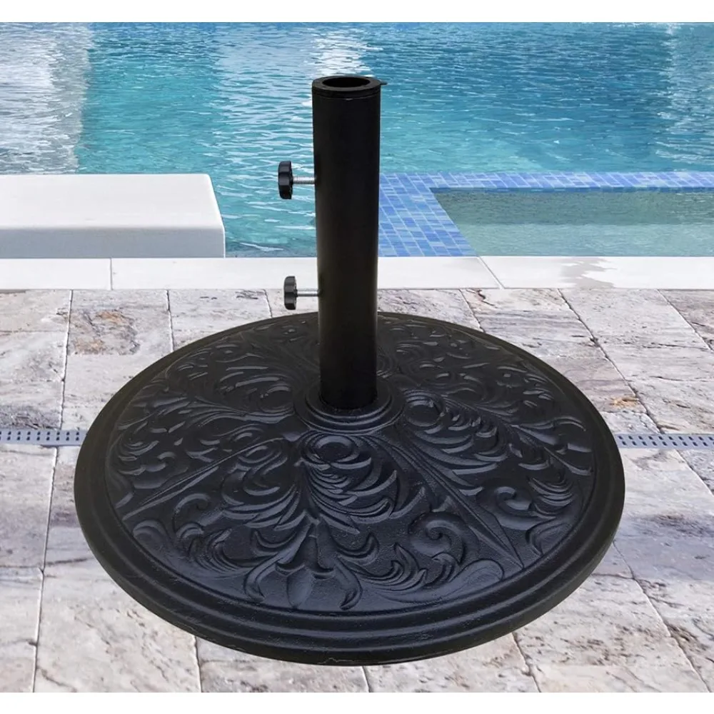 Tropishade Umbrella Base Cast Iron with Black Powder Coating Weight 50 Lbs  Simple Easy Use, Suitable Most Umbrella Applications