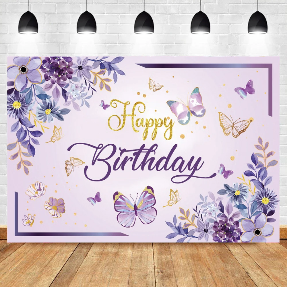Cartoon Butterfly Backdrop Photography Girl First Birthday Party Flower Gold Dots Baby Shower Photo Background Photo Studio photo backdrop