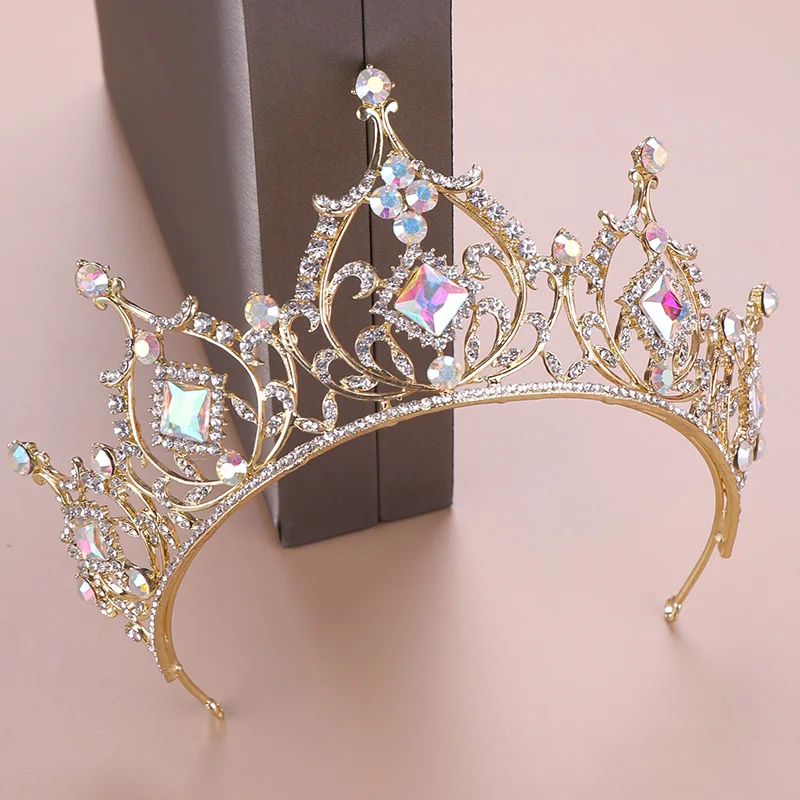 Fashion Wedding Hair Accessories Bridal Headdress Baroque Colored Rhinestone Crystal Crown Party Prom Queen Jewelry Crown Gift - 3