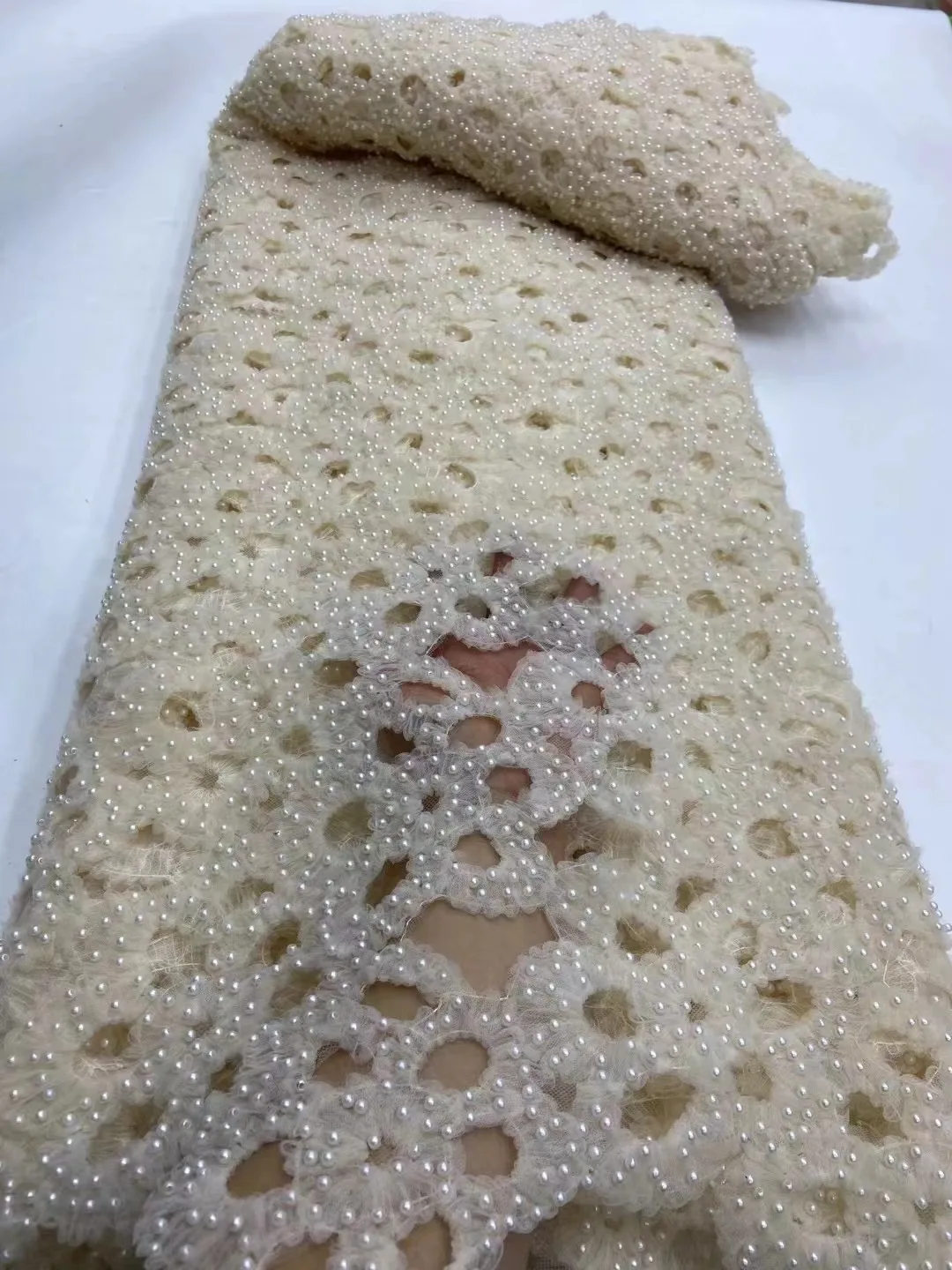 Description Picture 2 of itemLace African Sequins Lace Fabric 5 Yards High Quality French Nigerian Groom Lace Fabric For Sewing Dress Wedding Party