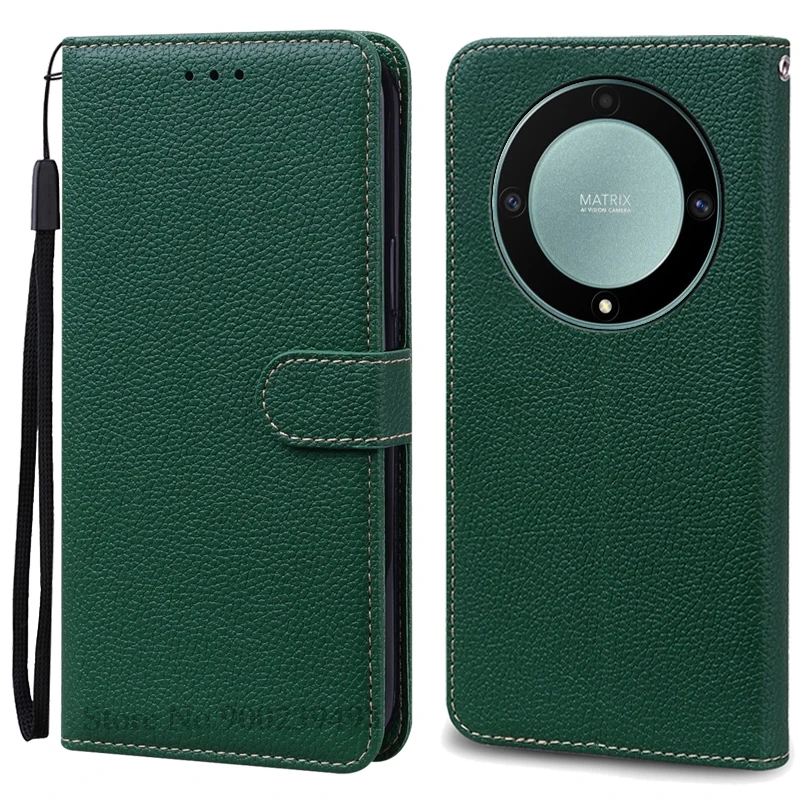Luxury Leather Flip Wallet Cover for Honor X9A 5G - Premium Silicone Protection