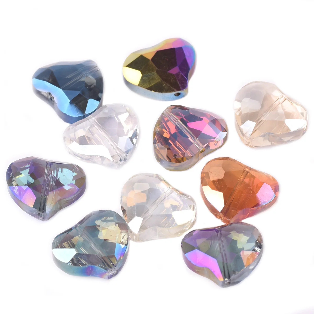 10pcs 19x16mm Heart Shape Faceted Crystal Glass Prism Loose Beads for Jewelry Making DIY Crafts 10pcs pointed heart faceted crystal glass asymmetric hole 12x10mm 18x14mm 22x18mm loose beads for jewelry making diy crafts