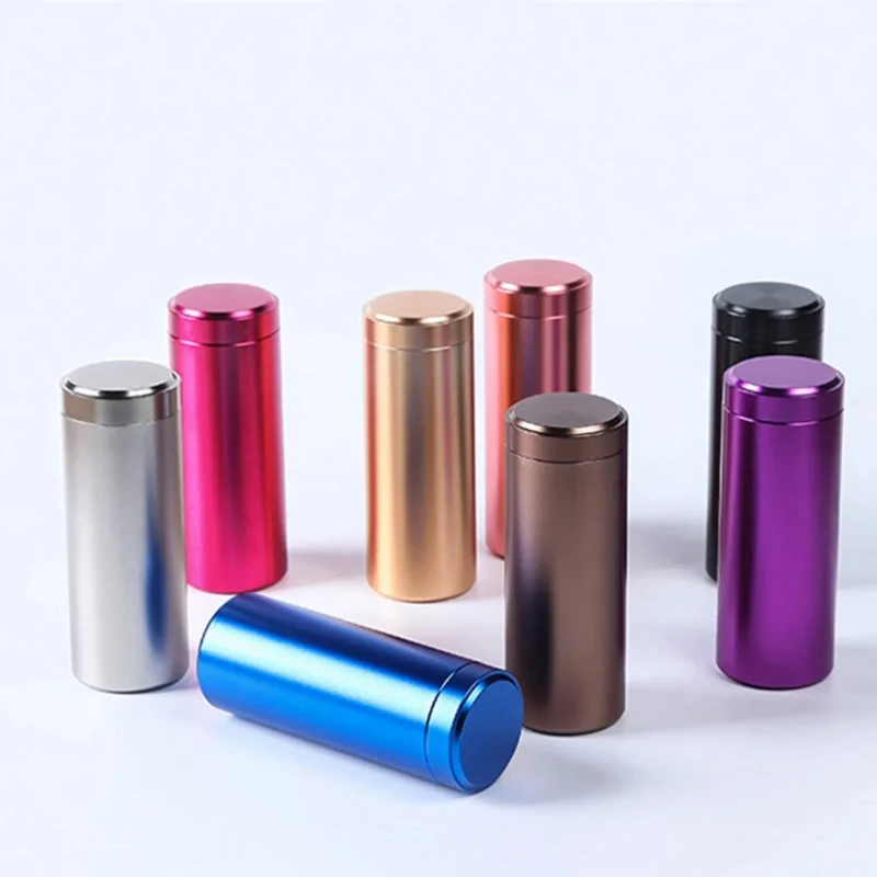 Portable Storage Box Jar Multi Color Travel Mini Tea Caddy Aluminum Multi-Use Sealed Container for Tea Leaves Gifts