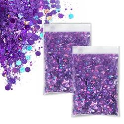 Holographic Iridescent Chunky Glitter Flakes (100g - Purple )