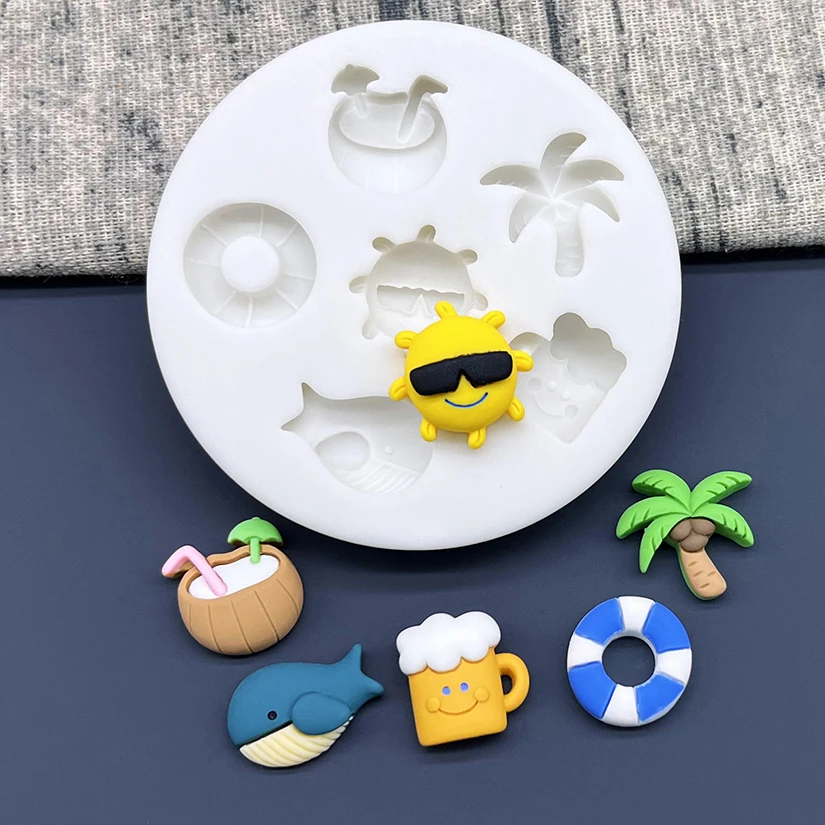 Sonnenschein-Bier-Wal-Kokosnussbaum-Ozean Silikon-Zuckergussform Schokoladen-Cupcake-Backform Fondant-Kuchen-Dekorationswerkzeuge – Detail 1