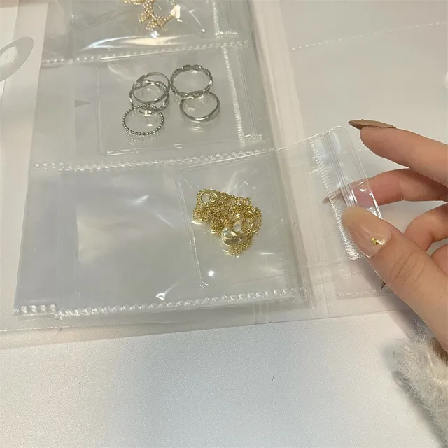 Oxidációellenes Átlátszó Ékszerek Tároló Könyv Utazási Fülbevaló Tárolószervező Ékszerkönyv Gyűrű Nyaklánc Tartóhoz - Image 5