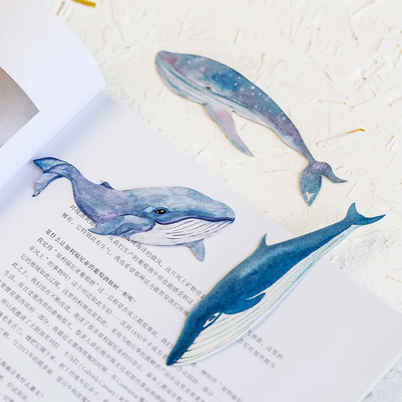 Whale Fish paper bookmark 30 pcs/box stationery bookmarks book holder message card school supplies papelaria paper bookmark bookmark page holder bookmarks stationery supplies