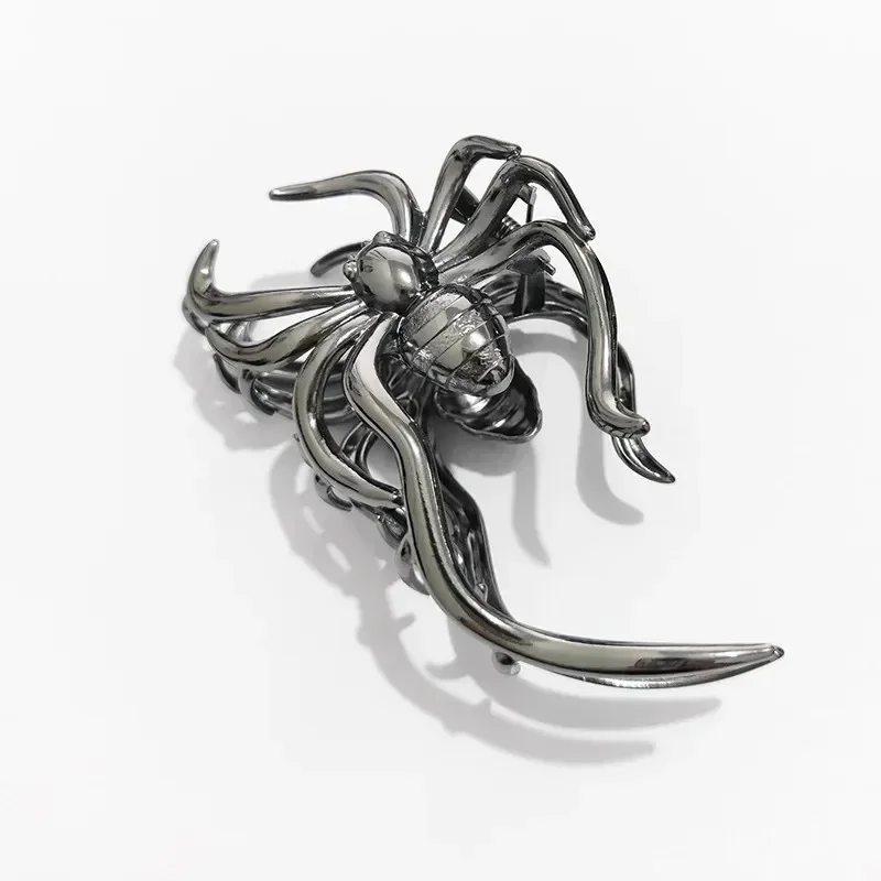 Vsdski Spinnennetz-Haarklammer Metall Silberfarben - Große Haarspange Für Dünnes/dickes Haar, Rutschfester Halt, Halloween Accessoire