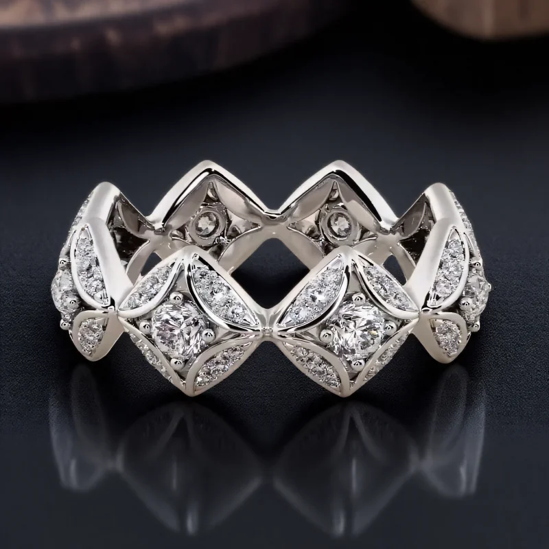 Unique White Zircon Geometric Rings For Women Silver Color Pormise Engagement Wedding Bands Bridal Jewelry Mothers Day Gifts 5