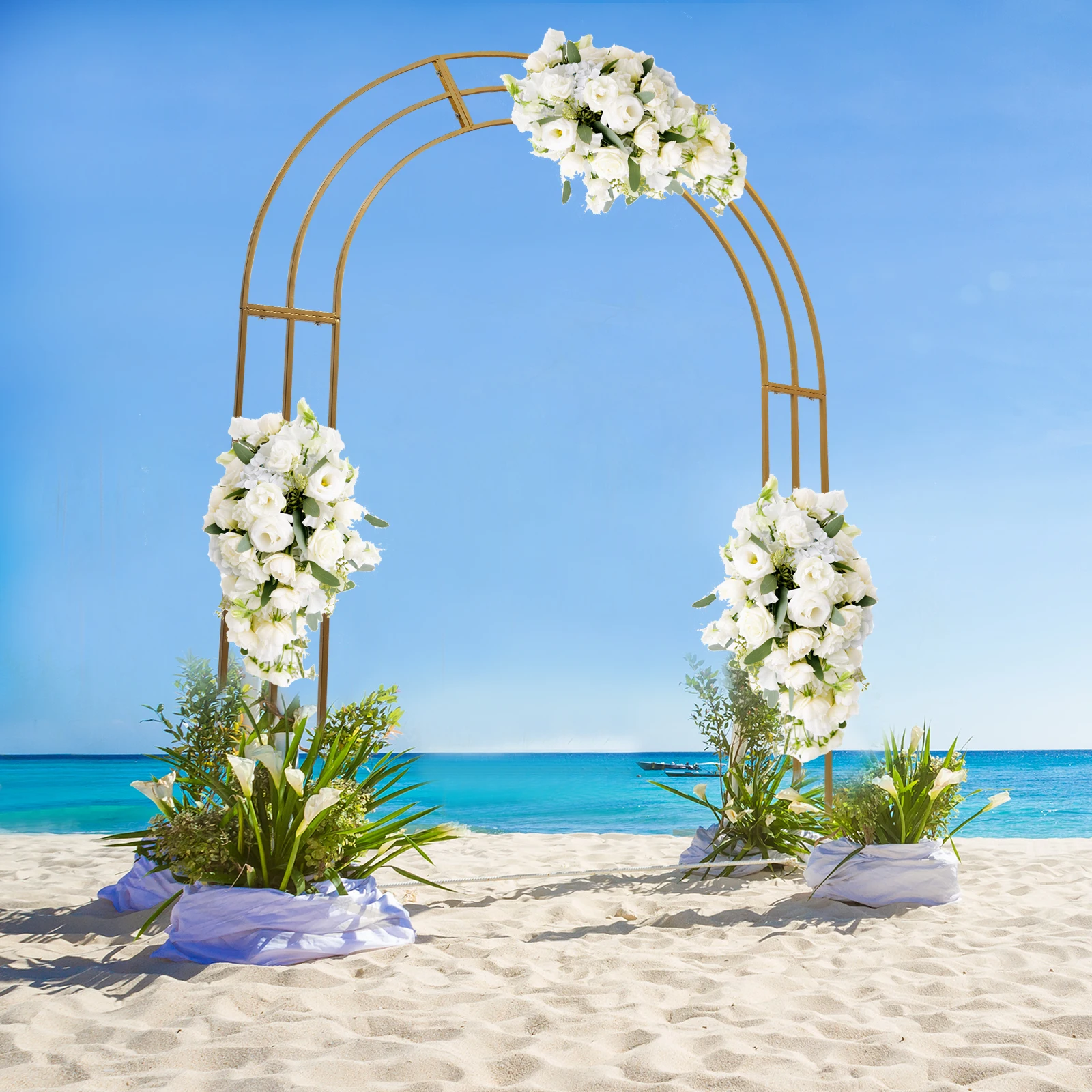 

8,53 фута свадьба воздушный шар Арка Рамка Декор цветок фон стенд металл-золото/белый решетка металлическая арка
