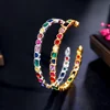CWWZircons Genuine Multicolor Rainbow Cubic Zirconia Paved White Gold Plated Round Open Cuff Bangle Fashion Boho Jewelry BG047 4