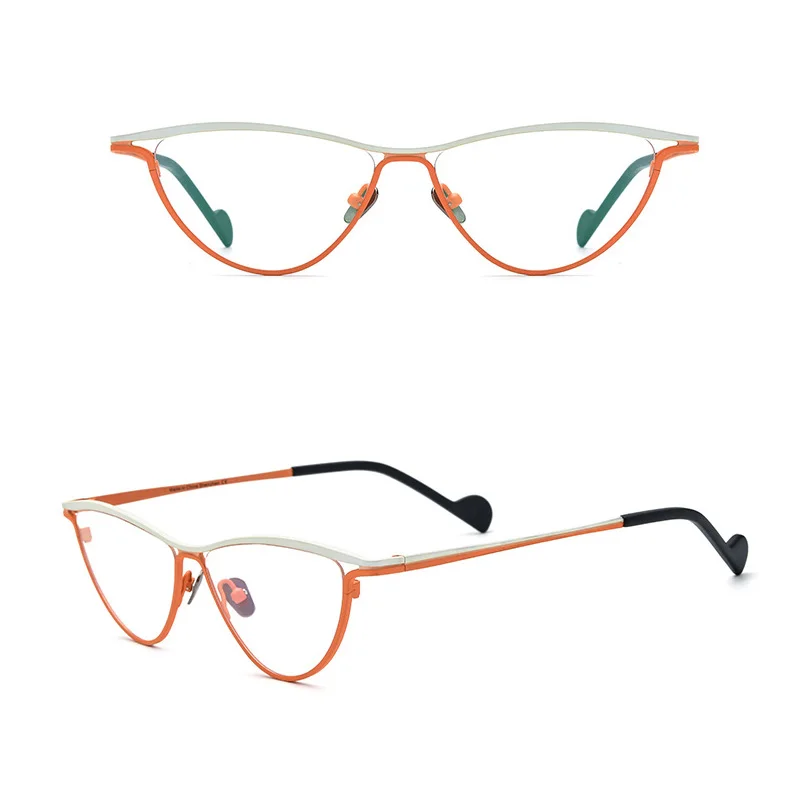 

Belight Optical Titanium Combine Color Cat Eye Shape Eyewear Colorful Unique Design Spectacle Frame Women Eyeglasses 185748