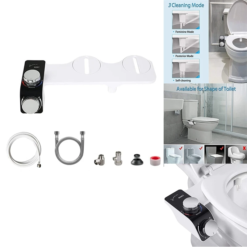 

Bidet Attachment For Toilet ,Cold & Hot Dual Nozzle Water Non-Electric Bidet Toilet Attachment Bidet Attachment Kit , 1-2 Asia