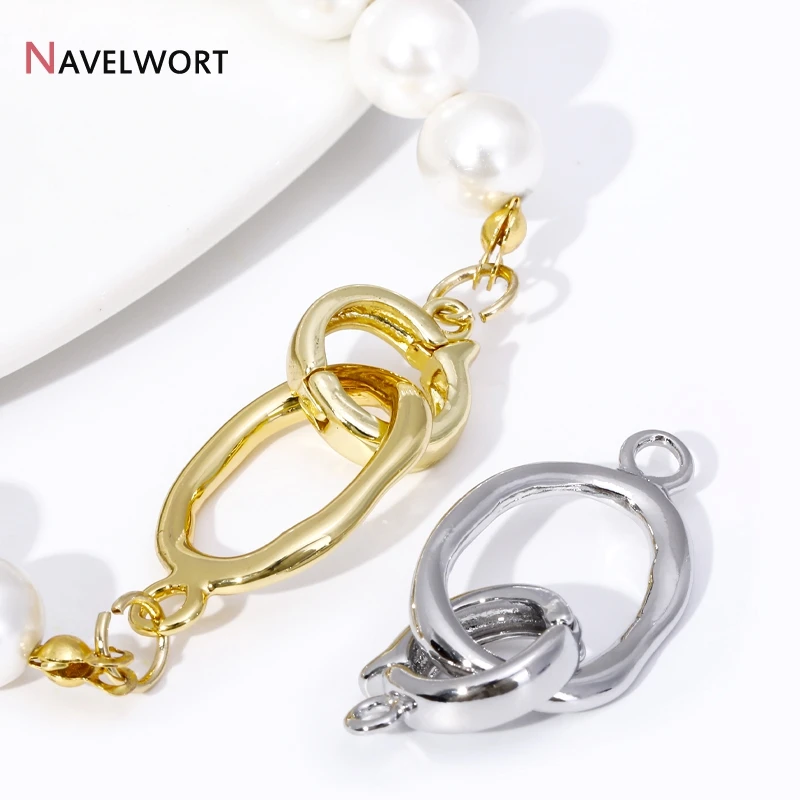 18 Karat vergoldeter Messing-Perlenverschluss, Verbindungselement, ovale Verschlussverschlussverschlüsse für DIY-Armband-Halskettenherstellungszubehör