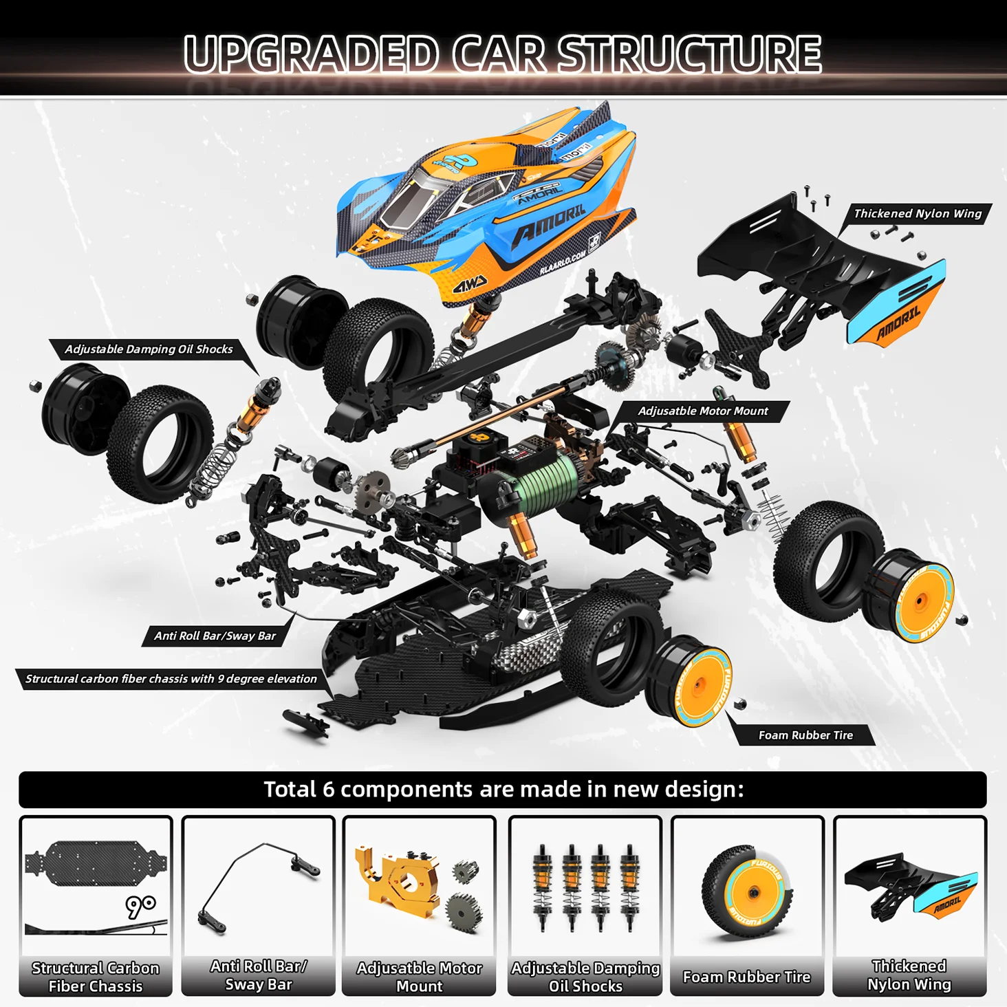 【ジャンク新品】RLAARLO AM-X12 4WD ブラシレスモーター ⑦ 青 Rlaarlo RC Car AM-X12 RTR 1/12 4WD 2.4GHz 4Ch Brushless RC