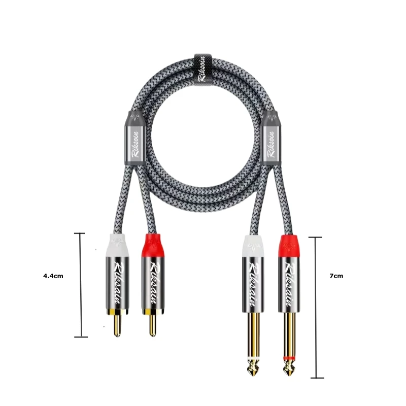 Premium Gold-Plated Stereo Audio Cable, 1/4 to Dual RCA