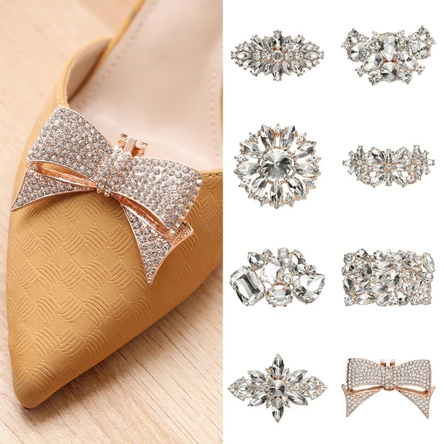 Heel Rhinestone Shoe Decorations Clip Shiny Clips Charm Buckle Square Clamp