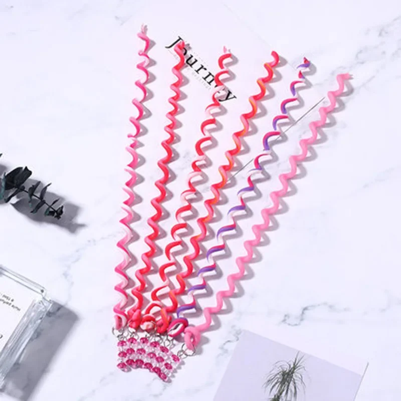 6Pcs Colorful Cute Girl Curler Hair Braid  Styling Tools Roller Braid Tie Gum Women  Accessories DIY Hairstyle Tool 5