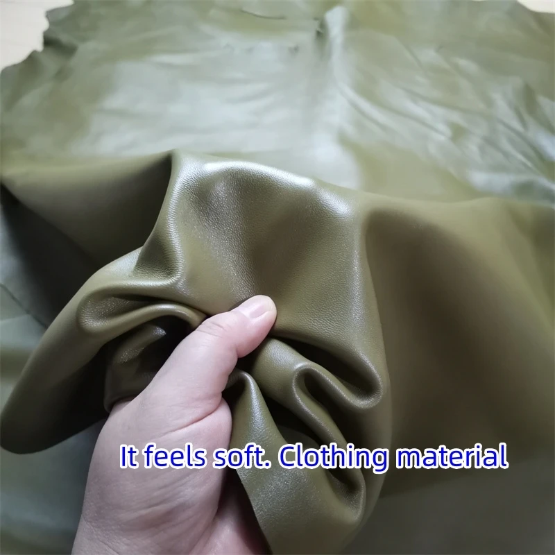 카키 양가죽, 0.6mm, 0.8mm 퍼스트 레이어 가죽, 리얼 가죽 원단, 수제 DIY 의류, 던지기 베개, 전체 양가죽