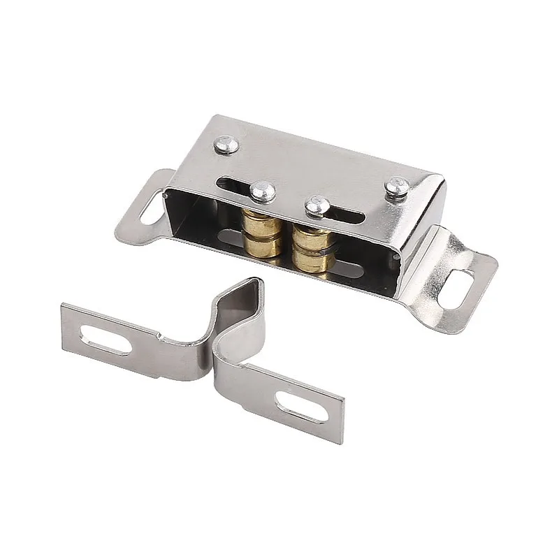 Cabinet Door Lock Door Lock Buckle Stainless steel button household wardrobe door buckle bead double wheel spring fixed lock bookcase cabinet door buckle