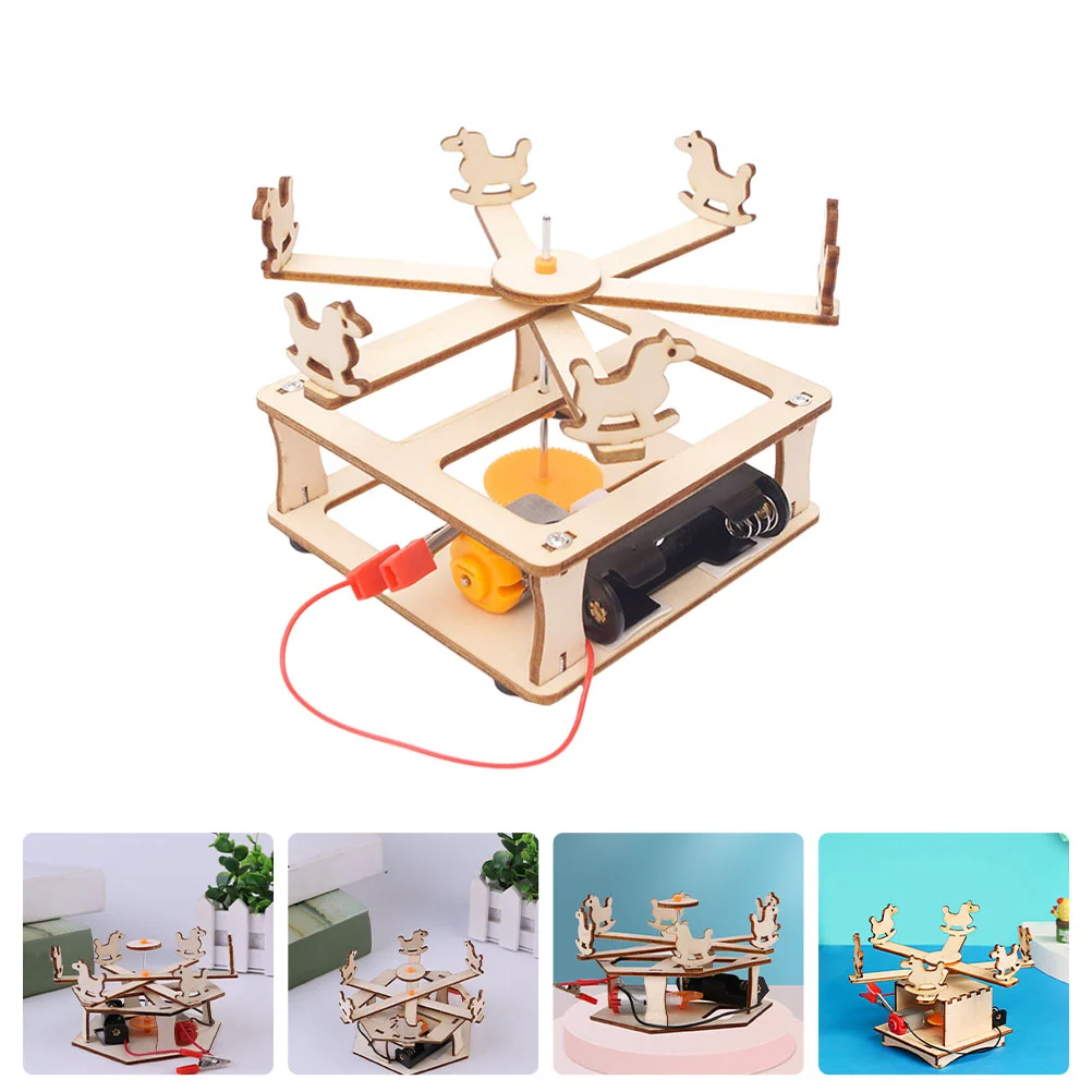 

DIY Educational Toy Kids Intelligence Suite Wooden Whirligig Model Merry-go-round