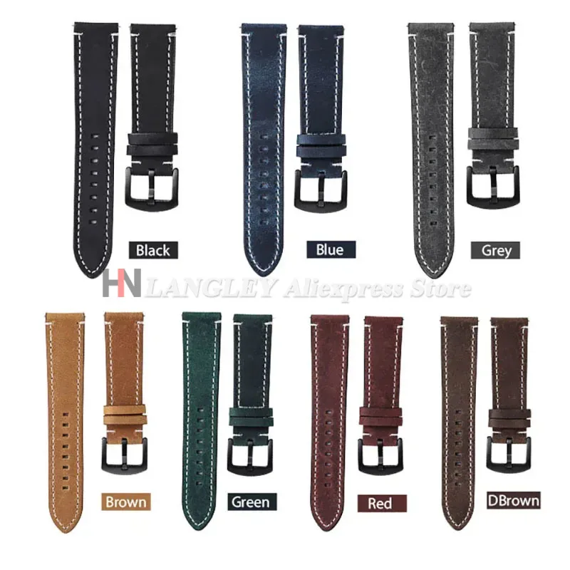 Vintage Quick Release Genuine Cowhide Leather Watch Bracelet Strap