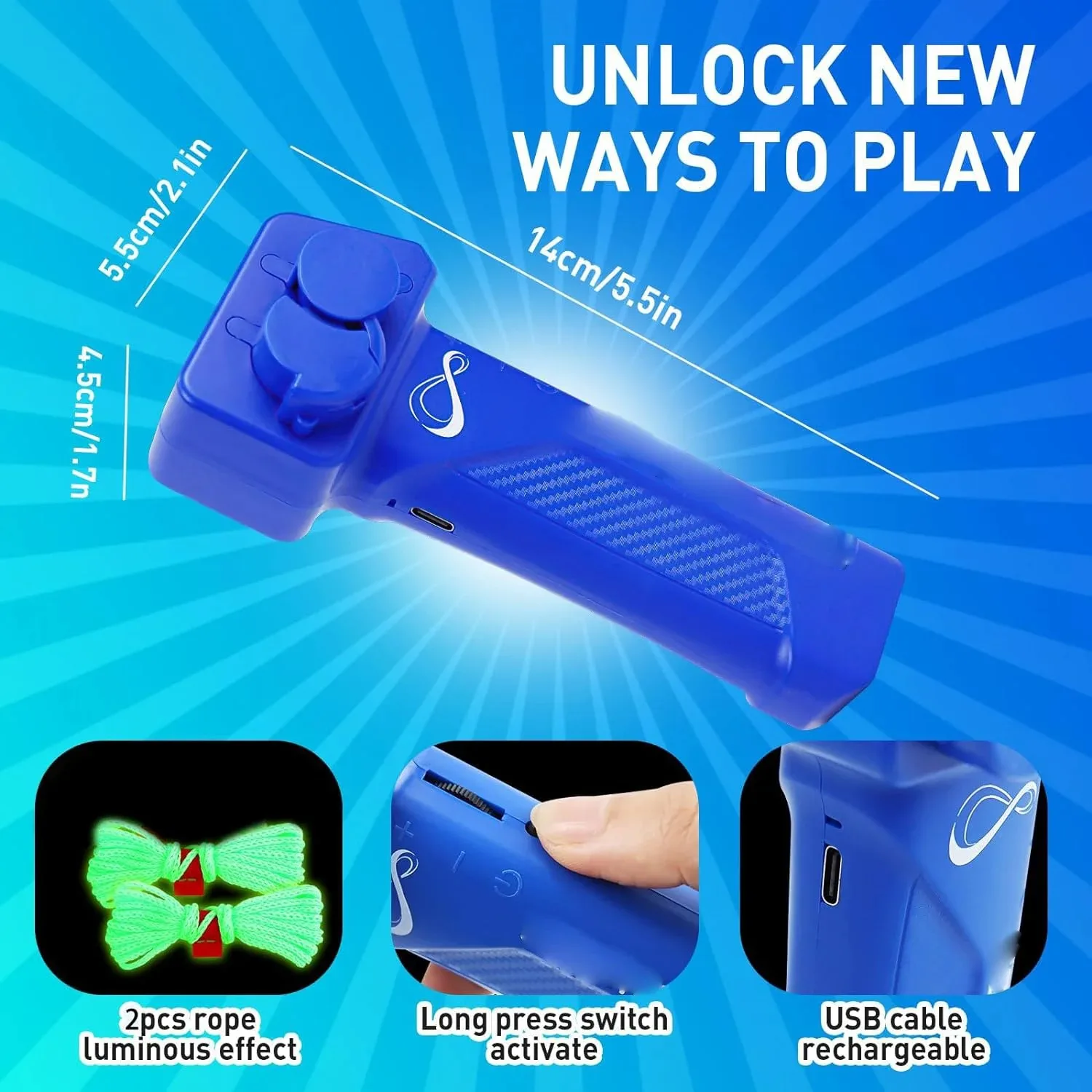 String Launcher Toy Glow-in-the-Dark Rope Launcher Electric Toys Decompression Rope Handheld Adjustable Speed