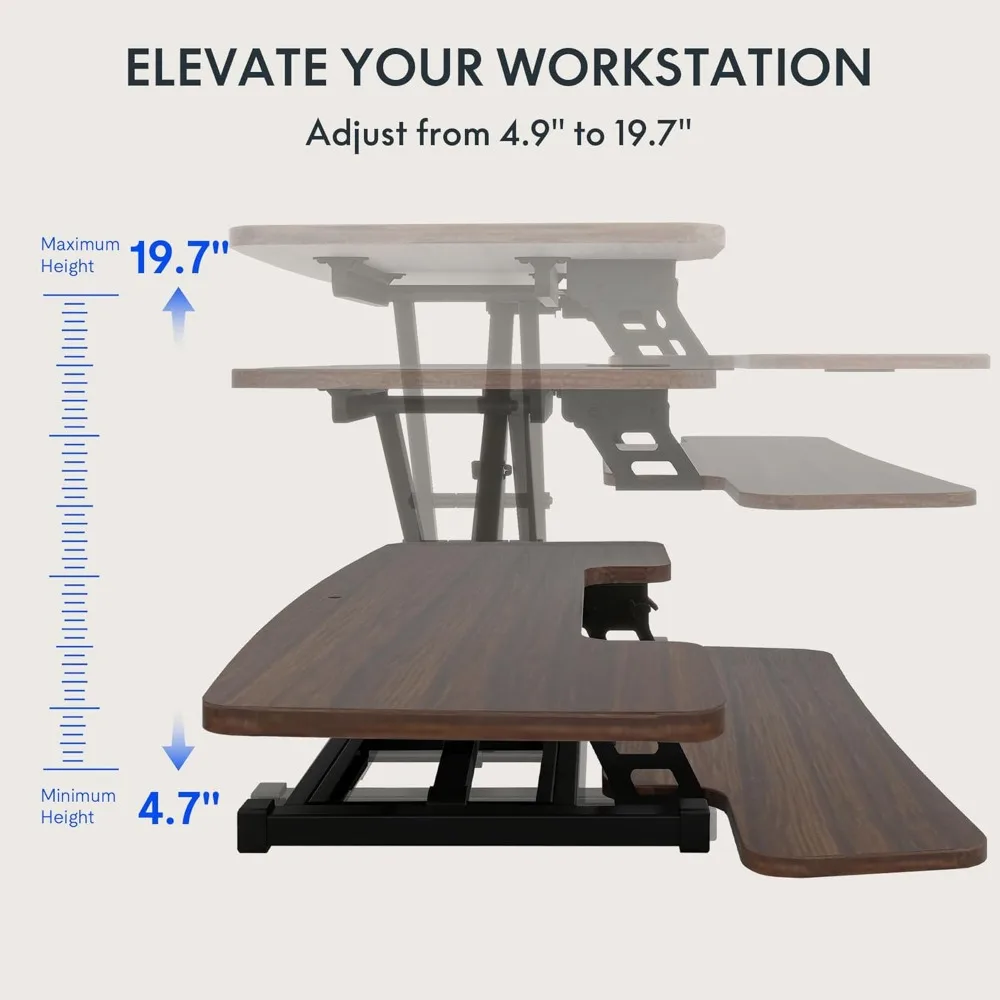 35" Height Adjustable Standing Desk Converter Sit-to-Stand Desk Riser for Home and Office Computer Workstation with  Wide 6
