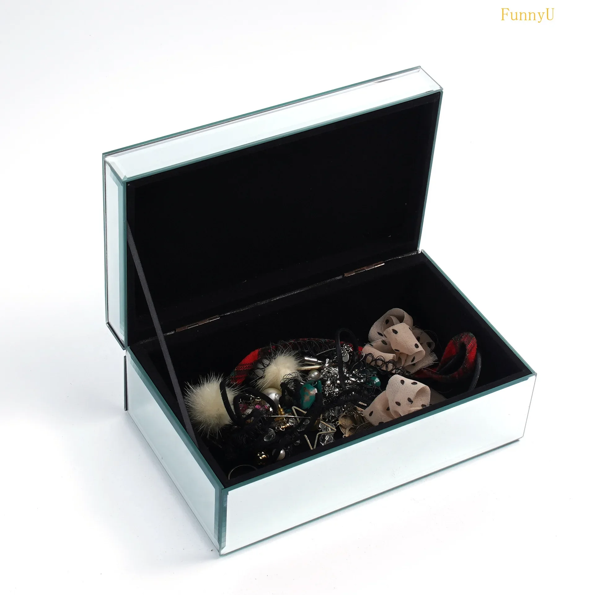 Silver Crushed Diamond Glass Mirrored Jewelry Box Organizer Women Trinket Drawers Organiser Boxes Makeup Container Dressing Tabl 5