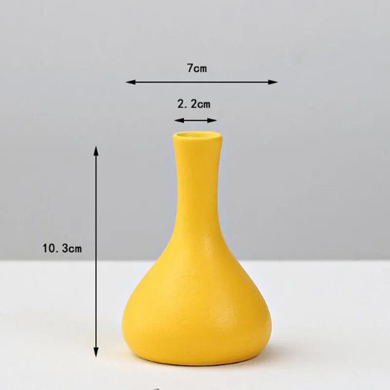 Porcelain Yellow Color Flower Vase Decoration Living Room Flower Arrangement Container Hydroponics Vase Plant Pot Gardening Art 6