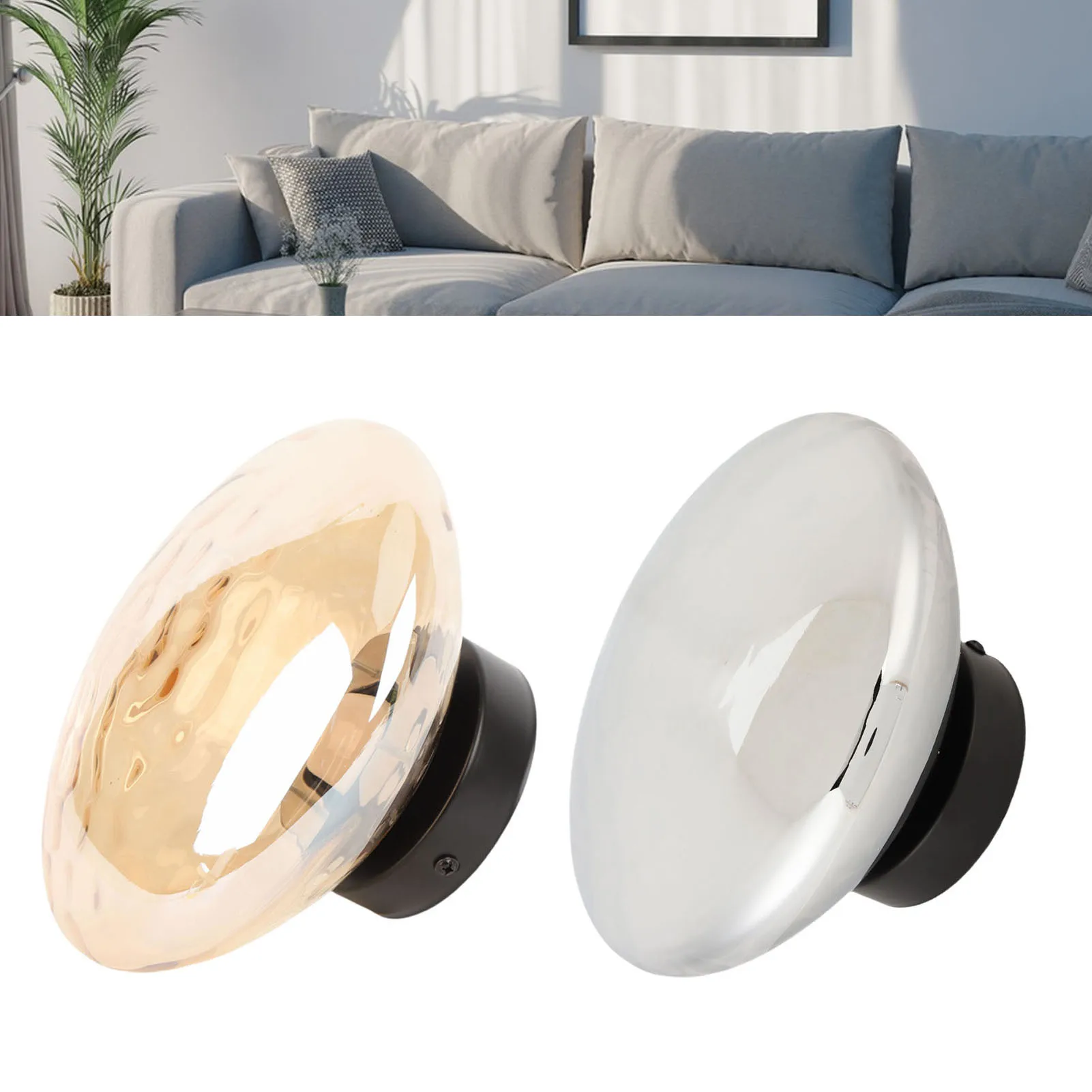 Wall Sconce Minimalist 3000K Warm Light Glass Iron Corrugated Projection Indoor Modern Wall Light Round Hardwired for Hallway