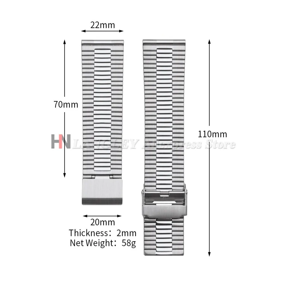 Elegant Stainless Steel Watch Strap – Matte & Polished Finish, Quick Release Bracelet