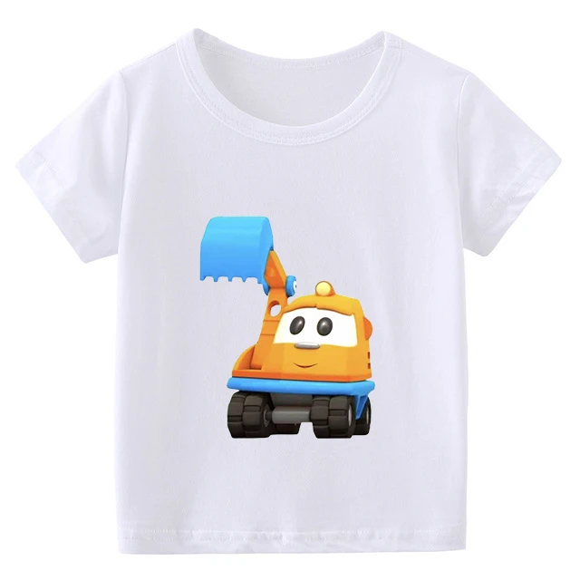 t-shirt cartoon	 100% 2-11T Cotton Kawaii Kids T-shirts Funny Leo The Truck  Cartoon Print Boy T Shirt Cute Boys  Tops Fashion Children Clothes tees children's clothes