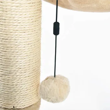 Cat Tower with Hammock and Scratching Posts for Indoor Cats, 15.8 x 15.8 x 19.7 Inches, Beige 2