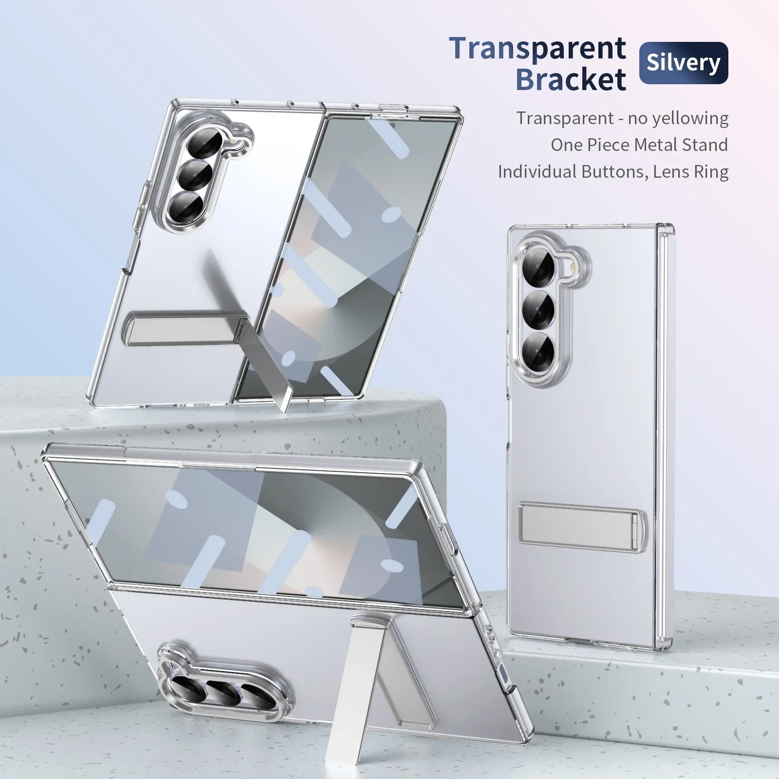 Premium Transparent Shockproof Phone Case with Metal Holder & HD Clarity