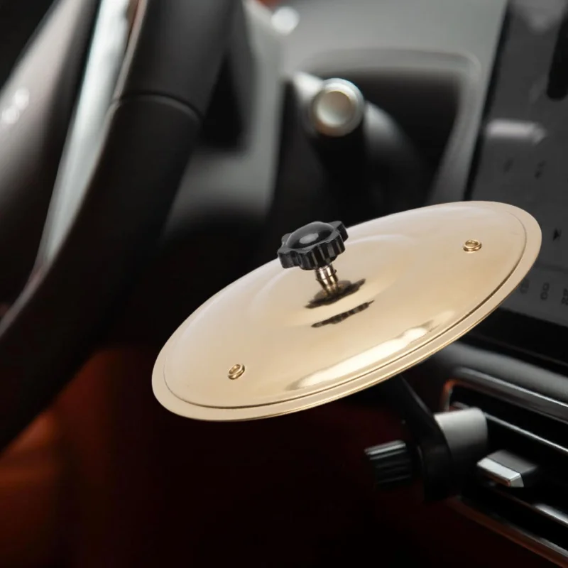 Car Crash Cymbal Mini Drum - Alloy Air Vent Dash Mount Musical Accessory For Vehicles (Gold)