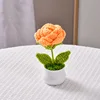 Flower Potted Crochet Rose Plant 4
