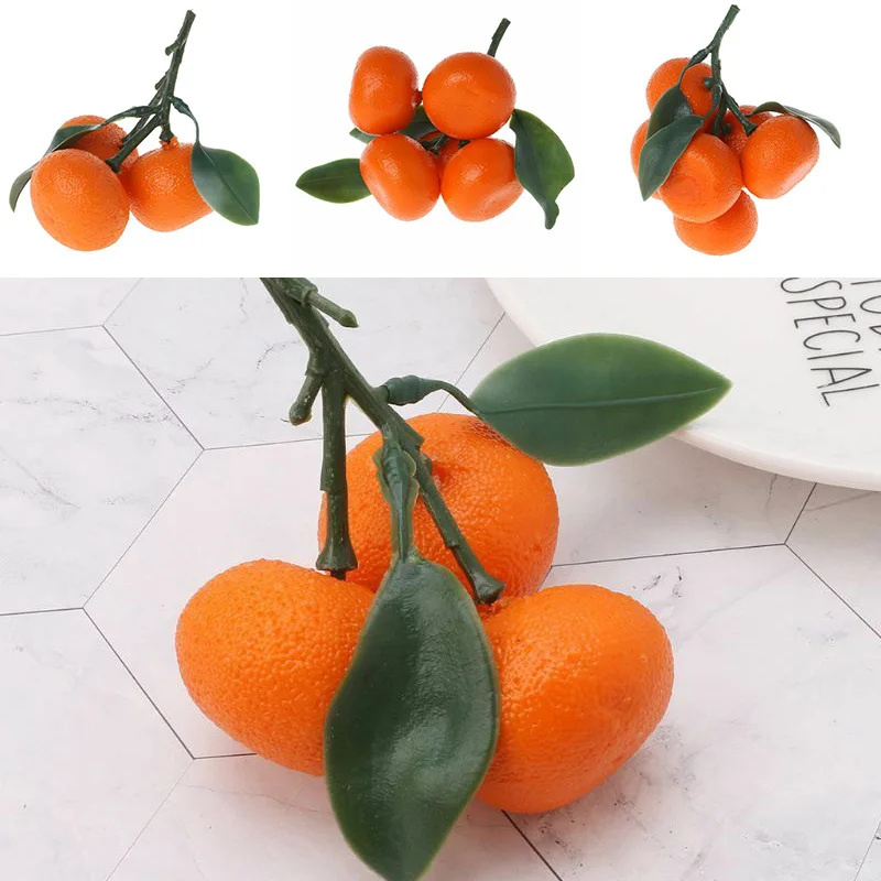 1 Stem Artificial Fruit Tangerine Decorative Fruit And Vegetables Kitchen Fake Display Food For Home Decor Props images - 6