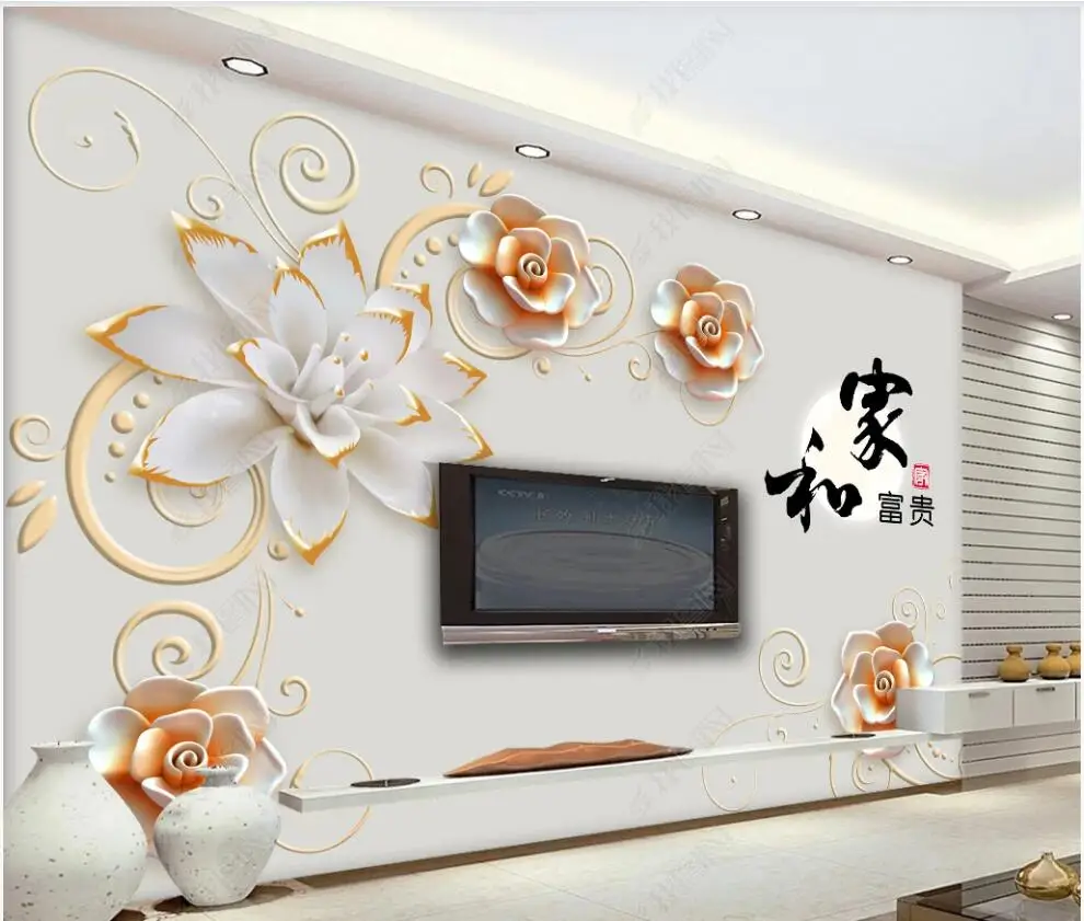 

3d Flower Wallpaper on the wall custom mural embossed flower butterfly home decor living room photo wallpaper for walls in rolls