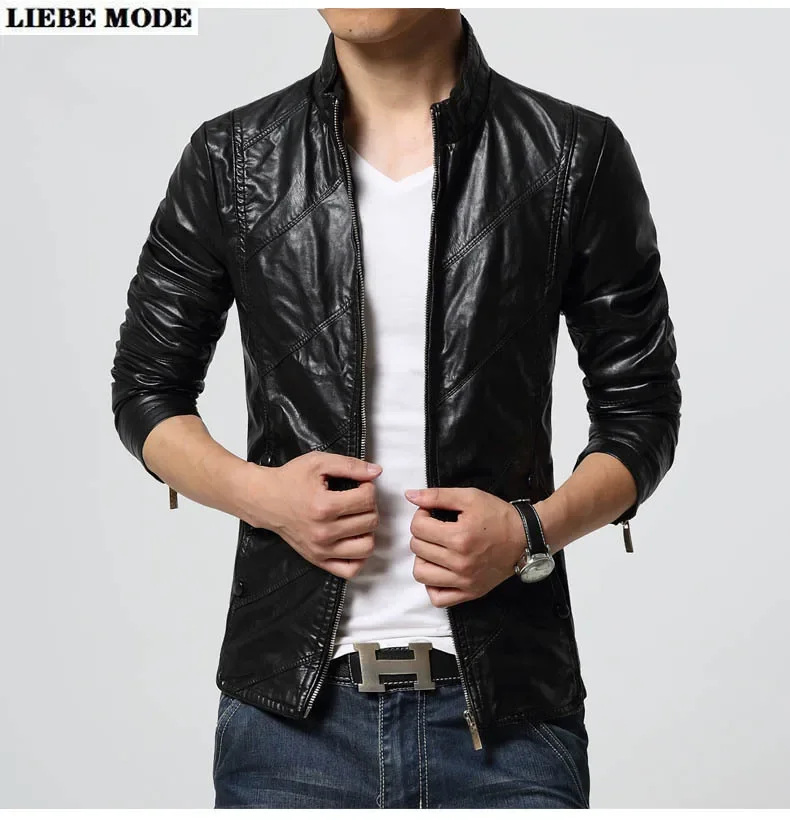 

Men Faux Leather Jacket Motorcycle Biker Mens Spring Autumn Jackets Black Khaki Red Outwear Male Pu Leather Coats Plus Size 6XL