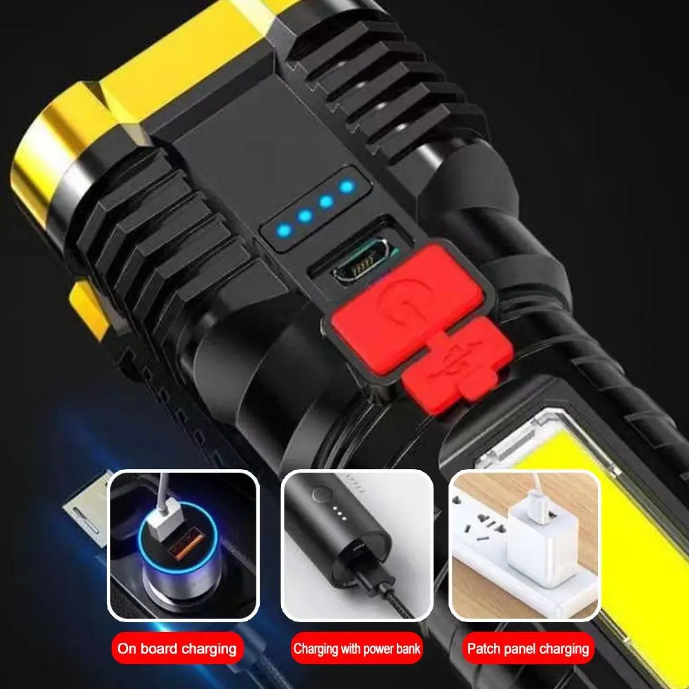 

Экстренный Многофункциональный яркий фонарь USB, перезаряжаемый, супер яркий прожектор, вспышка светильник