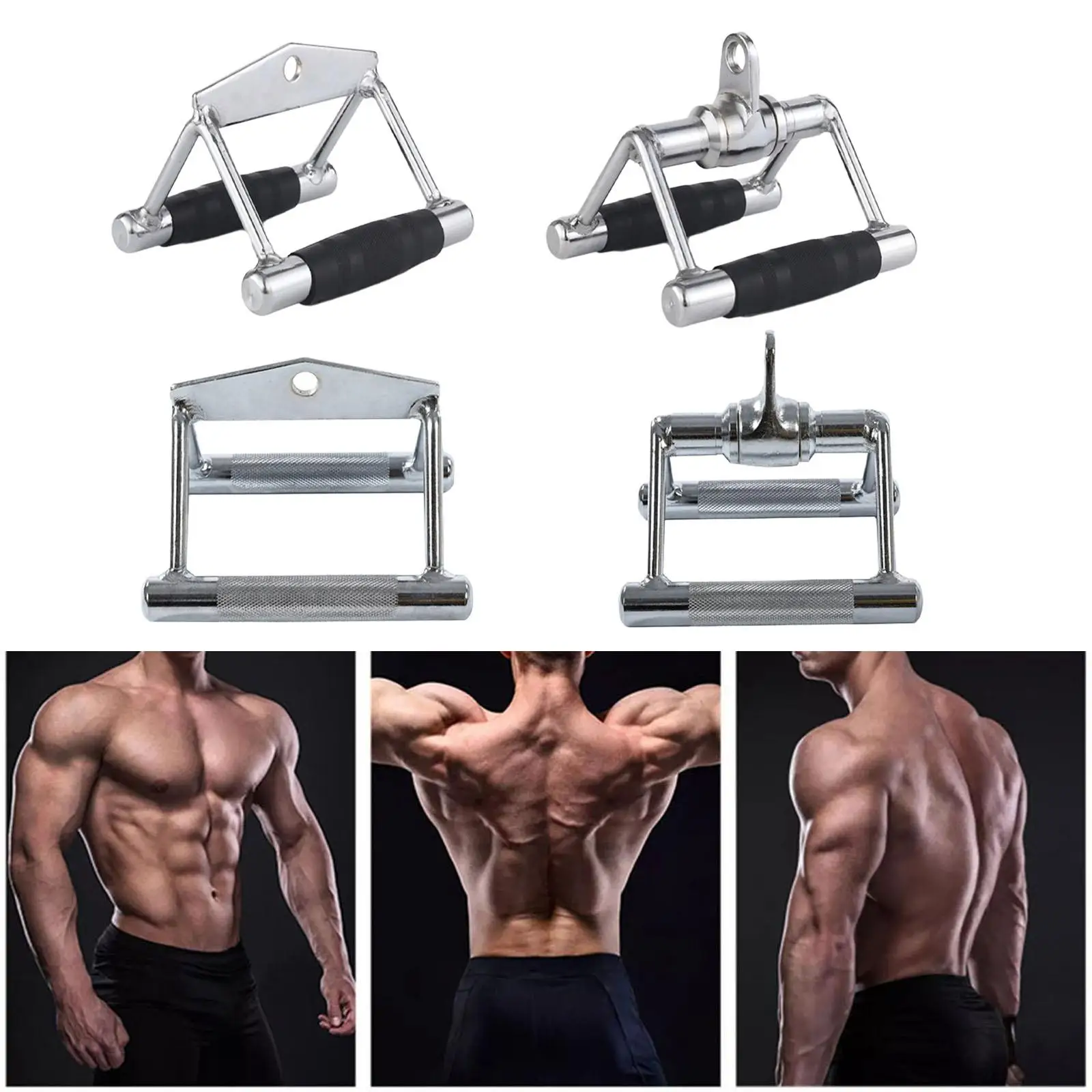 

Double D Handle Press Down Cable Attachment Equipment Antiskid LAT Pull Down Bar for Home Gym Weight Workout Pull Down Training