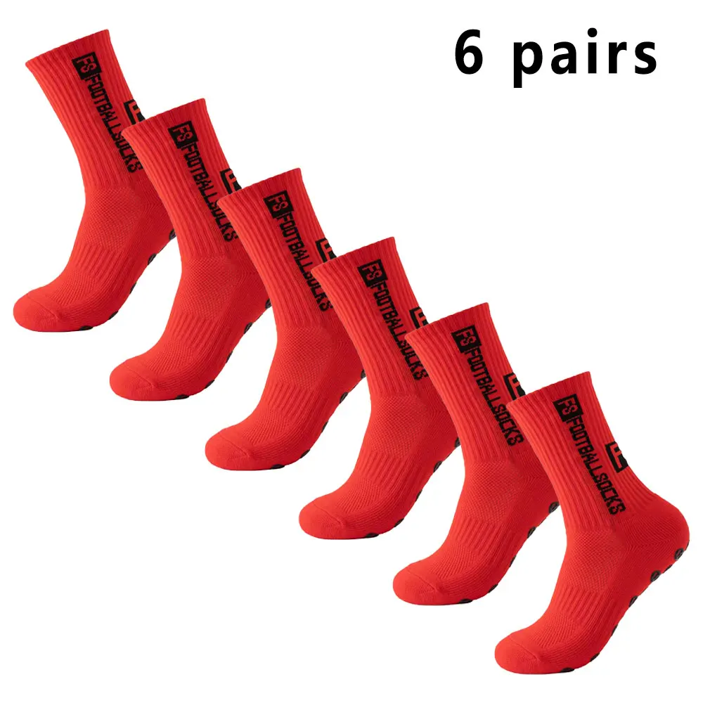 thumbnail image 1 of 6 pares de calcetines de fútbol, calcetines deportivos con agarre, calcetines de baloncesto antideslizantes, calcetines de fútbol de algodón antideslizantes de goma con puntos, 1 of 5