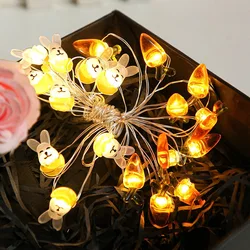 1pc 2M 20 Lights Bunny Carrot LED Light String Easter Decoration Waterproof Battery Box  2022 Happy Easter Party home Decor