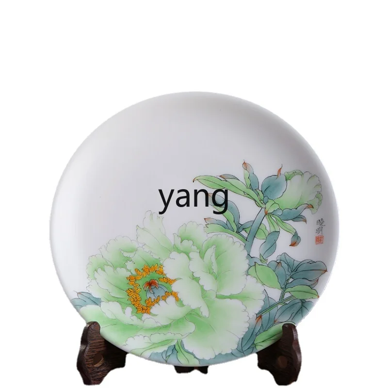 

Yjq Jade Smile Beads Incense Ceramic Underglaze Hand Painted Wall-Plate Ornament Decoration